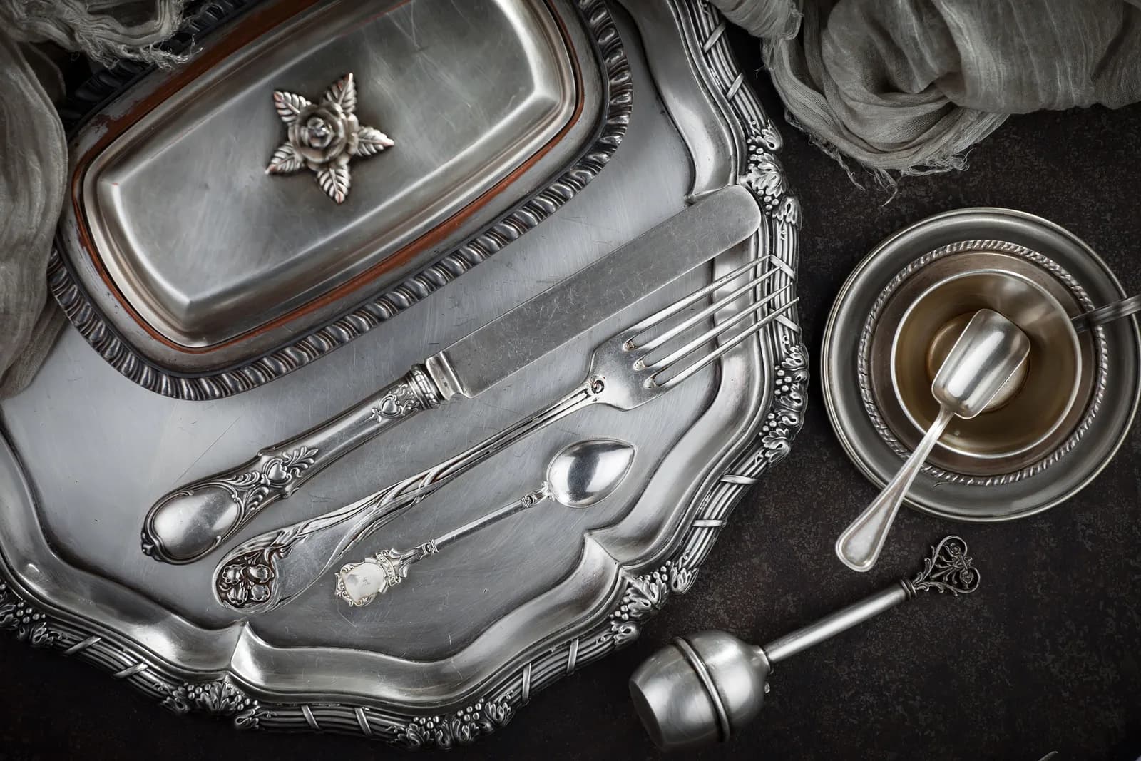 Sterling silverware, forks and spoons representing silverware buying services at Don Pepes in Stockton